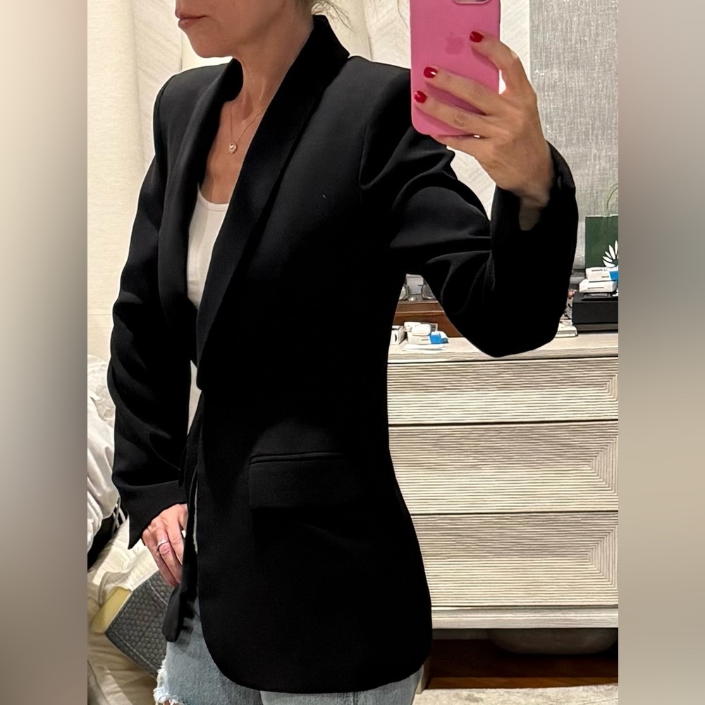 ZARA Black Tara Tuxedo Blazer | Shawl Collar Tailored Jacket | Size XS